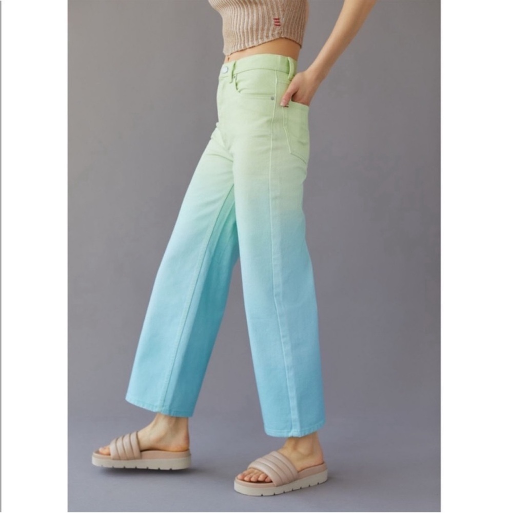Urban Outfitters | BDG High & Wide Relaxed Jean Ombre Green Blue New 27 Waist
